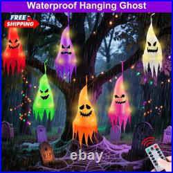 Remote Control 6 Pcs Halloween Hanging Ghosts with 8 Modes 30 LED ...