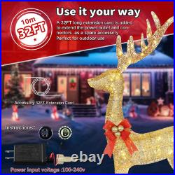 Reno navidad 3 piezas familia dorada luces led stakes decoracion exterior casa Reno navidad 3 piezas familia dorada luces led stakes decoracion exterior casa