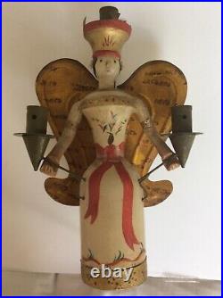 Repro German Wooden Folk Art Angel withWings Christmas/Holiday Collectible