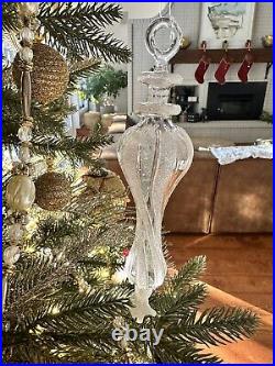 Restoration Hardware Handblown Glass Ornaments 3 Clear 8 Swirl Finial Christmas