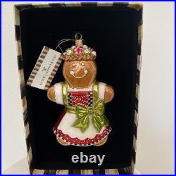 Retired Mackenzie Childs Farmhouse Gingerbread Girl Glass Ornament Bnib