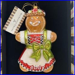 Retired Mackenzie Childs Farmhouse Gingerbread Girl Glass Ornament Bnib