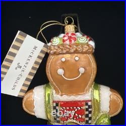 Retired Mackenzie Childs Farmhouse Gingerbread Girl Glass Ornament Bnib