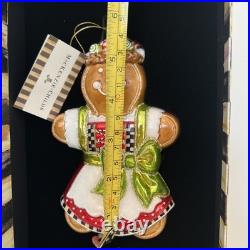 Retired Mackenzie Childs Farmhouse Gingerbread Girl Glass Ornament Bnib