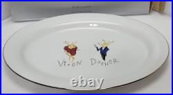 Retired Pottery Barn Reindeer 17 Oval Platter Dasher Vixen Christmas Santa RARE