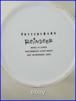 Retired Pottery Barn Reindeer Rudolph Sugar Bowl WithLid Creamer Set JAPAN CHIP