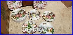 Retired Potterybarn Winter Village Plate Set (4) Snowy Christmas 9.5 Plates