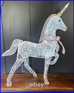 Retired Trim A Home Christmas Glitter Unicorn Lighted Yard Art Decoration 36