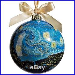 Reverse Painted Starry Night Blown Glass Ornament