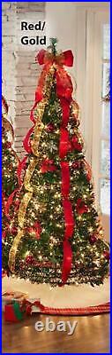 Rich Pacific 6′ Pop-Up Pre-Lit/Pre-Decorated Christmas Tree Red And Gold