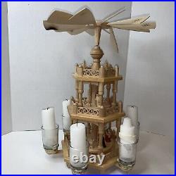Richard Glasser Steiffen Wood 3Tier Pyramid Candle Carousel Nativity