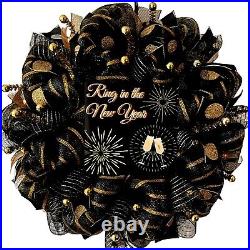 Ring In The New Year Handmade Deco Mesh Wreath