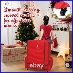 Rolling Christmas Ornament Storage Box with Adjustable Dividers and Wheels