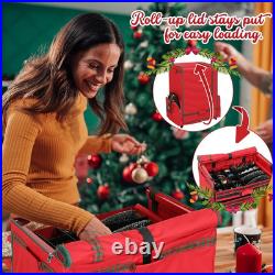 Rolling Christmas Ornament Storage Box with Adjustable Dividers and Wheels