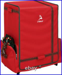 Rolling Christmas Ornament Storage Box with Adjustable Dividers and Wheels