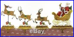 Roman's J Studio 4 Piece Set Santa & Sleigh With Reindeer Stocking Holders
