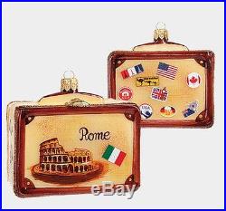 Rome Italy Vintage Style Travel Suitcase Glass Christmas Ornament Decoration