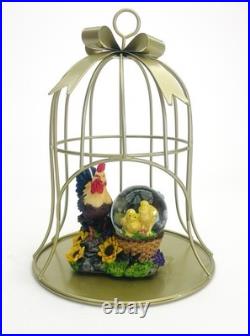 Rooster and Chicks Snow Globe with Protective Display Cage