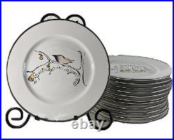 Rosanna Made In Italy 12 Days Of Christmas Dessert Plates Silver Edges (So12)