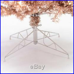 Rose Gold Slim Artificial Metallic Clear Pre-Lighted Christmas Tree Home Holiday