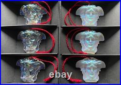 Rosenthal Versace Medusa Christmas Hanging Ornaments 6 Iridescent NEW Boxed