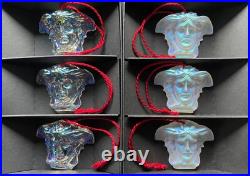 Rosenthal Versace Medusa Christmas Hanging Ornaments 6 Iridescent NEW Boxed