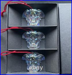 Rosenthal Versace Medusa Christmas Hanging Ornaments 6 Iridescent NEW Boxed