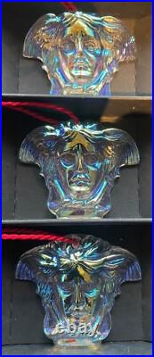 Rosenthal Versace Medusa Christmas Hanging Ornaments 6 Iridescent NEW Boxed