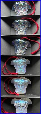 Rosenthal Versace Medusa Christmas Hanging Ornaments 6 Iridescent NEW Boxed