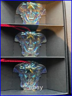 Rosenthal Versace Medusa Christmas Hanging Ornaments 6 Iridescent NEW Boxed
