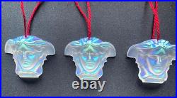 Rosenthal Versace Medusa Christmas Hanging Ornaments 6 Iridescent NEW Boxed