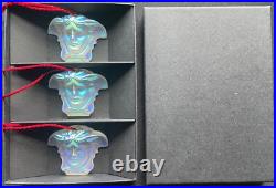 Rosenthal Versace Medusa Christmas Hanging Ornaments 6 Iridescent NEW Boxed
