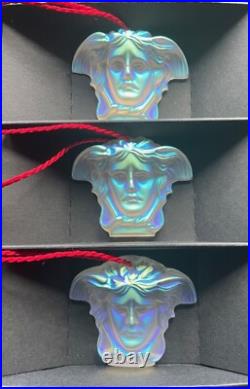 Rosenthal Versace Medusa Christmas Hanging Ornaments 6 Iridescent NEW Boxed