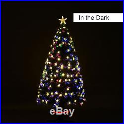 Rotating 7.5FT Pre-lit Artificial Christmas Tree Optical Multicolor LED Lights