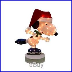Rotating Peanuts Ice Skating Snoopy Sculpture Outdoor Lit Christmas Yard Decor
