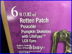 Rotten Patch 6 ft Posable Pumpkin Skeleton LCD Life Eyes Halloween Yard Home