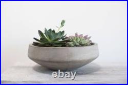 Round Grey Concrete Bowl Planter Pot for Plants