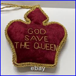 Royal Collection Trust Beaded Crown Ornament Red God Save Queen Elizabeth HM New