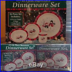 Royal Season Stoneware Christmas Snowman Snowflake Dinnerware SERVES 12 Set 48pc