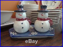 Royal Season Stoneware Christmas Snowman Snowflake Dinnerware SERVES 8 39 pc Set
