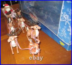 Rudolph Red Nosed Reindeer Santa's Sleigh & Team 2003 playing mantis large size