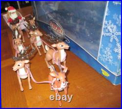 Rudolph Red Nosed Reindeer Santa's Sleigh & Team 2003 playing mantis large size