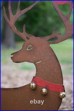 Rustic Deer Red Cardinal Birds Christmas Outdoor Yard Garden Reindeer Set Of 2