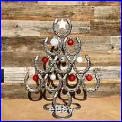 Rustic Horseshoe Christmas Tree with Star and Ornaments Catch the luck