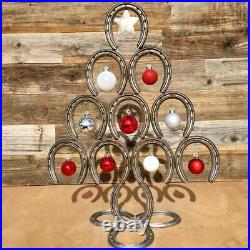 Rustic Horseshoe Christmas Tree with Star and Ornaments Downward