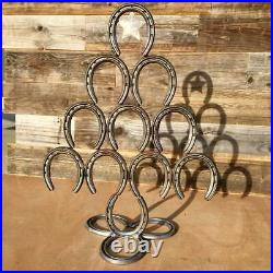 Rustic Horseshoe Christmas Tree with Star and Ornaments Downward