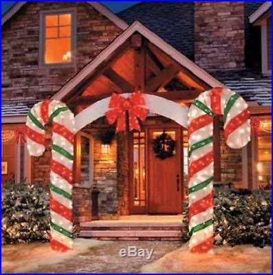 SALE 7 Foot LIGHTED OUTDOOR CHRISTMAS CANDY CANE ARCH Yard Display Decoration