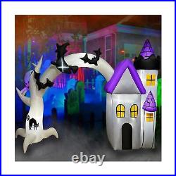SEASONBLOW 10 FT Halloween Inflatable Castle Archway Arch Decoration with Gho