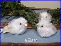 SET 2 RAZ Imports 5 Sparkle Glitter Feather WHITE BIRD Christmas Ornaments