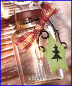 SET / LOT OF 6 MINI GLASS MASON JAR CHRISTMAS TREE ORNAMENTS HOLIDAY DECOR